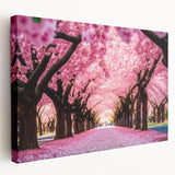 Stretched canvas artwork showcasing a vibrant landscape garden design, featuring lush greenery and colorful flowers, ideal for home decor enhancement and aesthetic appeal.