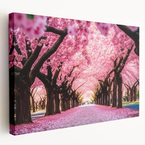 Stretched canvas artwork showcasing a vibrant landscape garden design, featuring lush greenery and colorful flowers, ideal for home decor enhancement and aesthetic appeal.