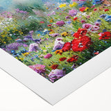 Rolled canvas showcasing a vibrant landscape garden design, featuring lush greenery and colorful flowers, elegantly packaged in a protective cardboard tube for safe delivery.