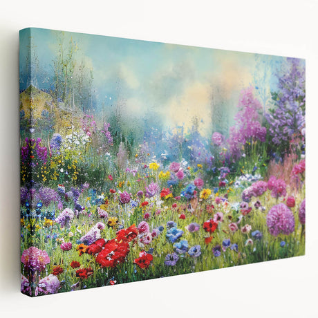 Stretched canvas wall art showcasing a vibrant landscapes and gardens design, featuring rich colors and intricate details, ideal for home decor enhancement.