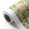 Rolled canvas wall art showcasing a vibrant landscape garden design with lush greenery and colorful flowers, ideal for home decor. Packaged securely in a protective cardboard tube for safe delivery.