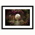 Framed wall art collection showcasing a serene landscape garden design, featuring vibrant colors and elegant matting, displayed in a sleek black frame.