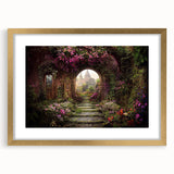 Elegant gold-framed wall art featuring a serene landscape design with lush gardens, adding a touch of sophistication to home decor. Ideal for enhancing living spaces.