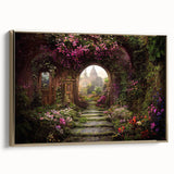 Framed canvas showcasing a contemporary landscapes and gardens design in a gold frame, highlighting vibrant colors and intricate details, ideal for home decor.