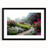 Framed wall art collection showcasing vibrant landscapes and gardens, featuring a sleek black frame and white matting, perfect for home decor enhancement.