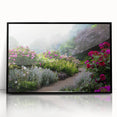 Framed acrylic wall art collection showcasing vibrant landscape garden designs, featuring a sleek black frame and a front view that highlights the intricate details and colors of the artwork, perfect for enhancing any living space.