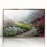 Framed wall art collection showcasing a vibrant landscape and garden design, featuring acrylic gold accents, perfect for enhancing home decor and creating a serene atmosphere.