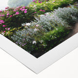 Rolled canvas artwork showcasing a vibrant landscape garden design, featuring lush greens and colorful blooms, perfect for home decor enhancement.