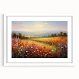 Framed wall art collection featuring a modern landscape garden design with a white mat, ideal for home decor, showcasing vibrant colors and intricate details.