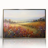 Framed wall art collection showcasing a vibrant landscape garden design with acrylic gold accents, presented in an elegant frame, perfect for home decor.