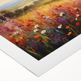 Vibrant rolled canvas showcasing a stunning landscape garden design, featuring lush greenery and colorful flowers, ideal for home decor enthusiasts.