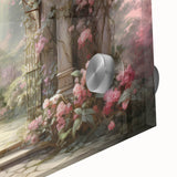 Close-up of a vibrant acrylic glass wall art piece showcasing a colorful abstract landscape design, perfect for enhancing modern home decor. Ideal for interior design enthusiasts seeking unique artwork.