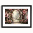 Framed wall art showcasing a serene landscape design with vibrant colors, featuring a black frame and mat, perfect for enhancing home decor aesthetics.