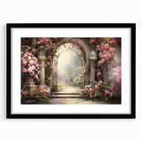 Framed wall art showcasing a serene landscape design with vibrant colors, featuring a black frame and mat, perfect for enhancing home decor aesthetics.