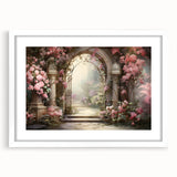 Framed wall art collection showcasing a vibrant landscape garden design with a white mat, perfect for enhancing home decor in living spaces or offices.