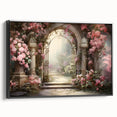 Framed canvas wall art showcasing a vibrant landscape garden design, featuring rich colors and intricate details, perfect for enhancing home decor.
