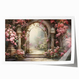 Vibrant rolled print showcasing a serene landscape garden design with lush greenery and soft pastel colors, ideal for home decor enhancement and artistic expression.
