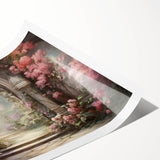 Rolled print showcasing a vibrant landscape garden design, emphasizing lush greenery and colorful flowers, ideal for home decor or office wall art.