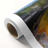 Vibrant rolled canvas featuring a geyser landscape design, showcasing rich colors and intricate details, ideal for enhancing home decor with nature-inspired art.