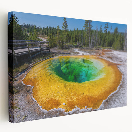 Stretched canvas wall art featuring a vibrant geyser landscape design, showcasing rich colors and detailed textures, perfect for enhancing home decor.