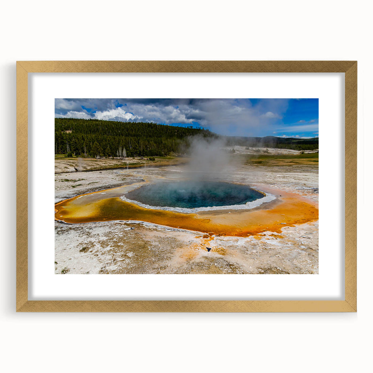 Geyser design wall art collection featuring a framed piece with a gold mat, showcasing vibrant colors and intricate details, perfect for modern decor.