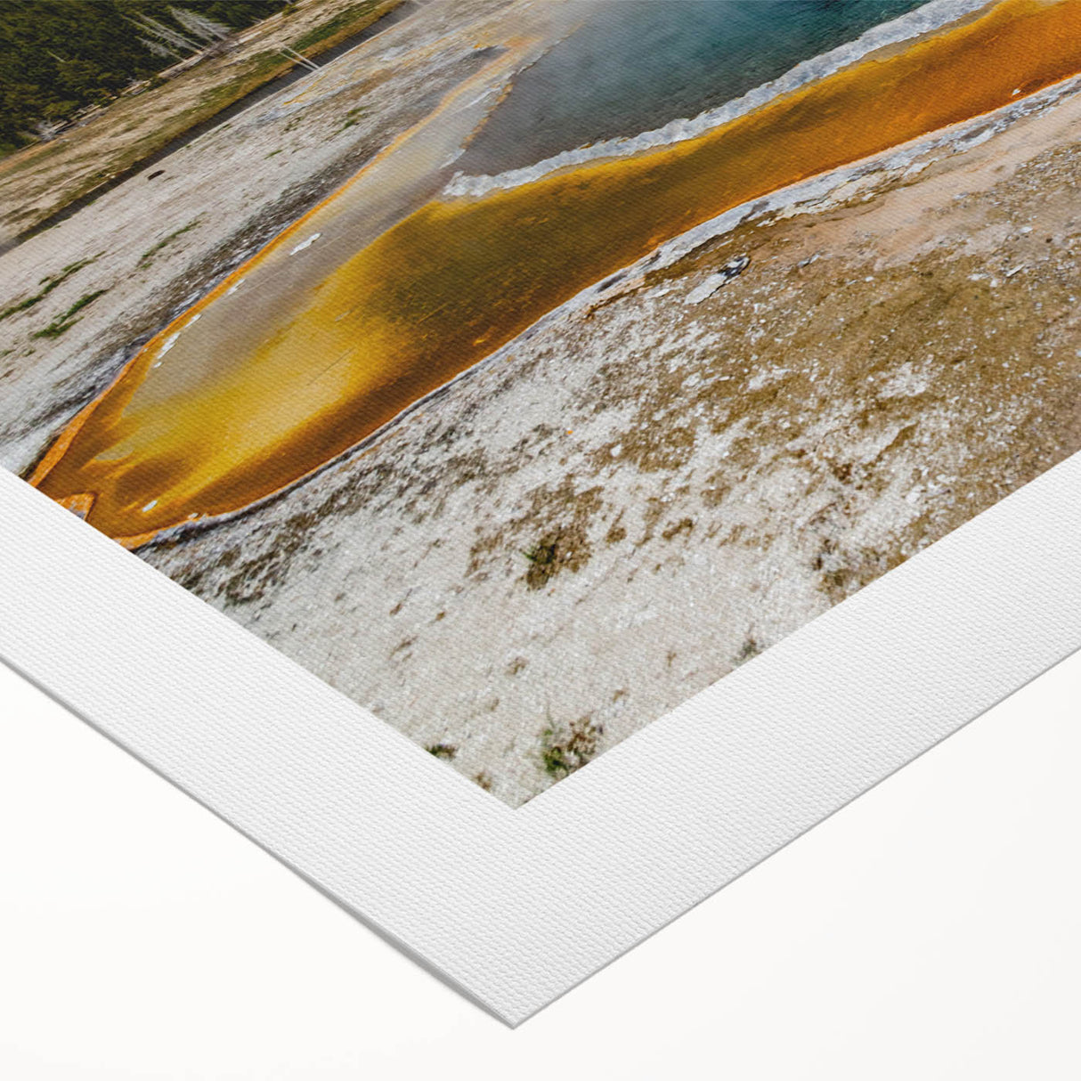 Rolled canvas showcasing a vibrant geyser landscape design, featuring rich colors and intricate details, perfect for enhancing modern home decor.