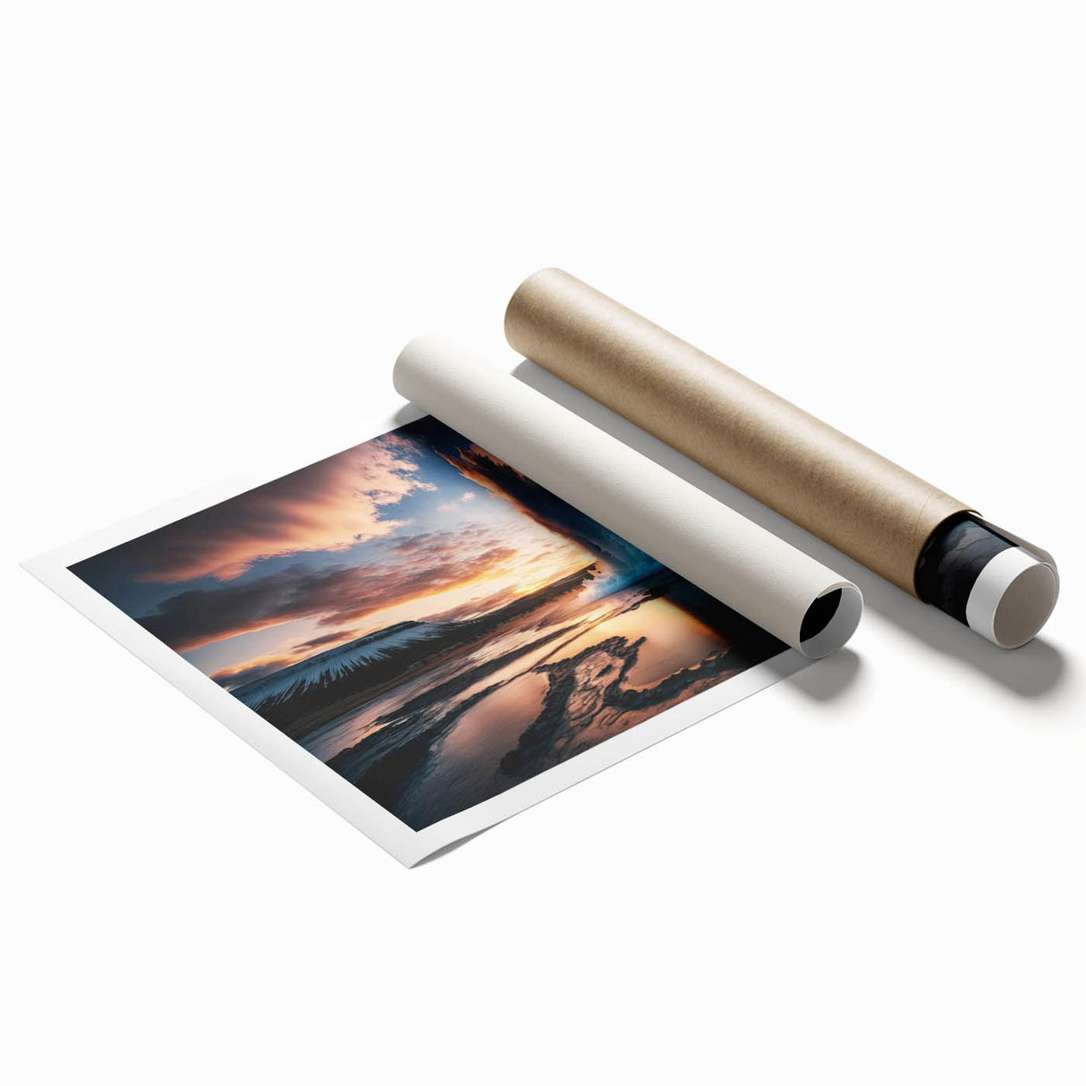 Geyser design wall art print showcasing vibrant colors and intricate details, rolled for shipping and ideal for modern home decor. Perfect for nature enthusiasts.
