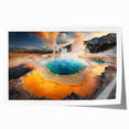 Vibrant rolled canvas print showcasing a geyser landscape design, featuring dynamic colors and intricate details, perfect for enhancing any room's decor.