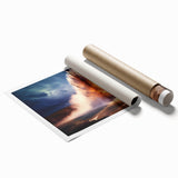 Vibrant rolled print of a geyser landscape design, showcasing rich colors and intricate details, ideal for enhancing modern home decor aesthetics.
