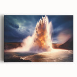 Stretched canvas wall art showcasing a vibrant geyser landscape design, featuring vivid colors and intricate details, perfect for enhancing modern interior decor.