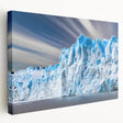 Stretched canvas wall art showcasing a stunning glacier landscape design, highlighting icy blues and whites, perfect for enhancing modern home decor.