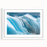 Elegant framed wall art featuring a stunning glacier landscape design with a white mat, perfect for modern home decor. Adds a serene touch to any room.