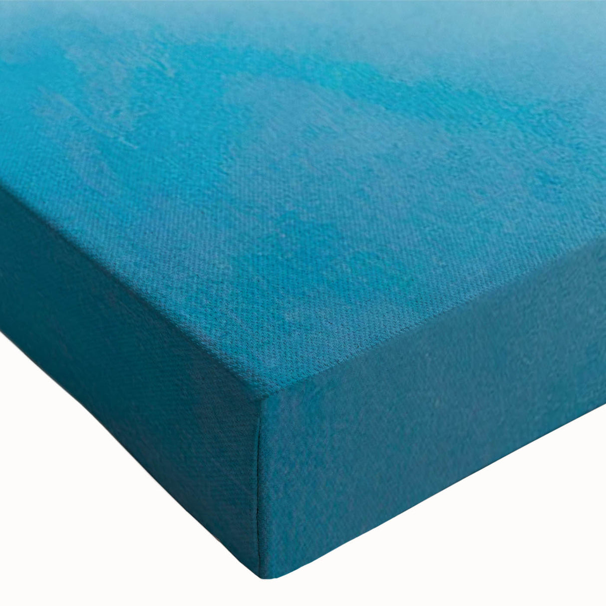 Close-up of a stretched canvas wall art featuring a breathtaking glacier landscape design with vibrant blue and white hues, ideal for modern home decor.