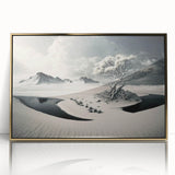 Framed acrylic wall art featuring a stunning glacier landscape design with a gold frame, perfect for modern home decor. Ideal for nature enthusiasts and art lovers.
