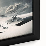 Framed canvas wall art showcasing a stunning close-up of a glacier landscape, highlighting intricate ice textures and vivid blue hues, perfect for home decor.