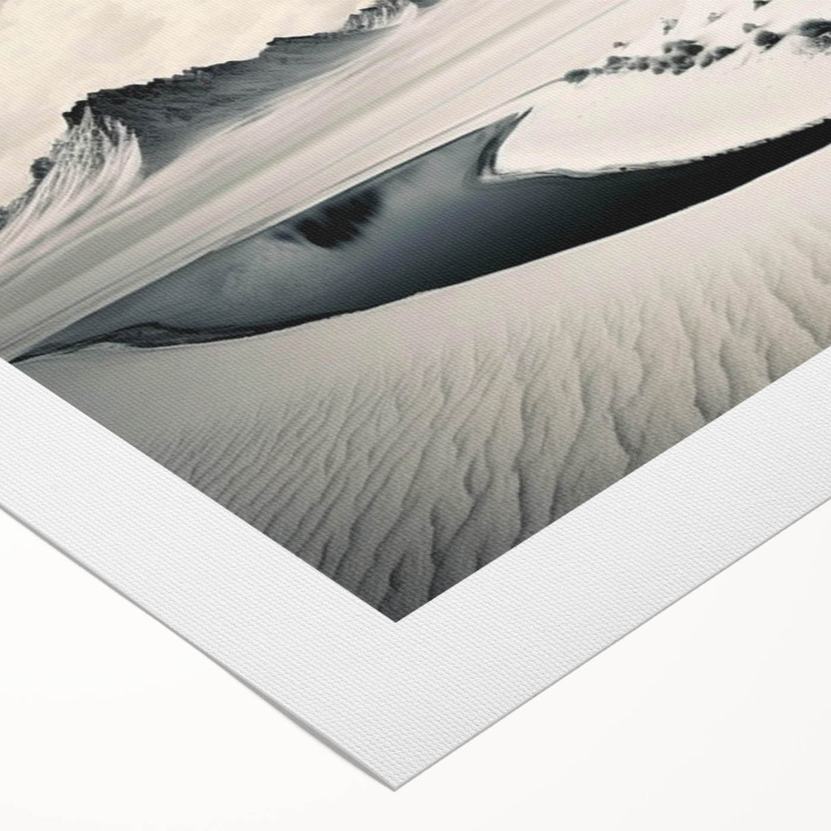 Vibrant rolled canvas wall art showcasing a breathtaking glacier landscape design, featuring cool blues and whites, ideal for nature enthusiasts and modern decor.