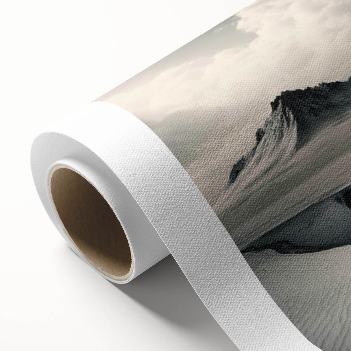 Vibrant rolled canvas print showcasing a stunning glacier landscape design, featuring icy blue tones and intricate details, perfect for modern home decor.