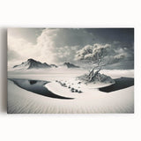 Stretched canvas wall art showcasing a stunning glacier landscape design in vibrant blues and whites, ideal for home decor or office settings, enhancing any space with its serene, icy beauty.
