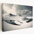 Stretched canvas wall art showcasing a stunning glacier landscape design in vibrant blues and whites, perfect for enhancing any modern home decor. Ideal for nature lovers seeking to bring a touch of tranquility to their space.