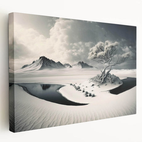 Stretched canvas wall art showcasing a stunning glacier landscape design in vibrant blues and whites, perfect for enhancing any modern home decor. Ideal for nature lovers seeking to bring a touch of tranquility to their space.
