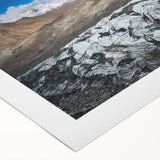 Vibrant rolled canvas wall art showcasing a stunning glacier landscape design with rich blues and whites, perfect for adding a serene touch to any room decor.
