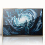 Framed wall art featuring a stunning glacier landscape design in gold-accented acrylic, capturing a serene and majestic view, ideal for modern decor.