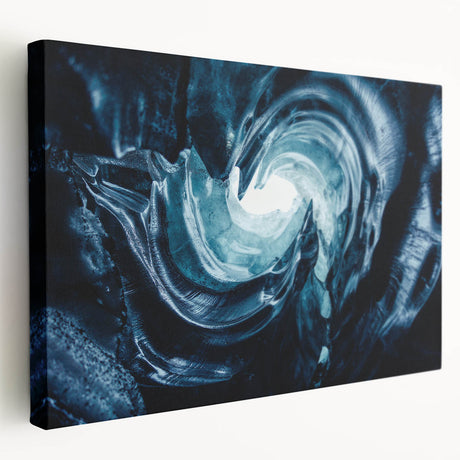 Stretched canvas wall art showcasing a stunning glacier landscape design, featuring vibrant blues and whites, ideal for modern home decor. Perfect for nature enthusiasts.