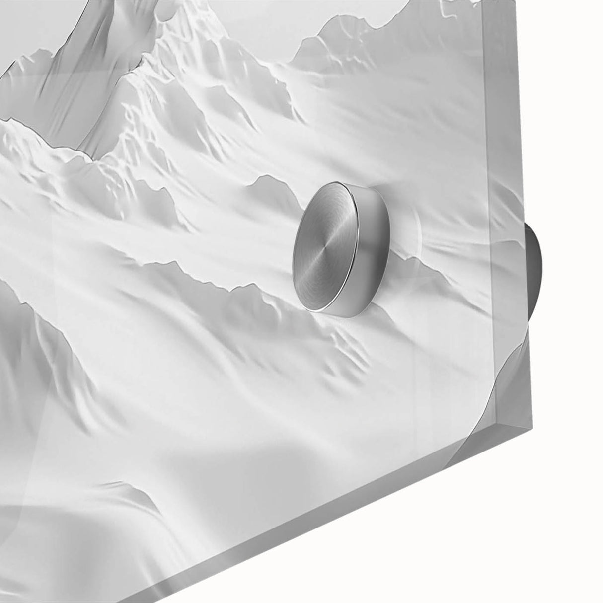 Close-up of a vibrant wall art piece showcasing a stunning glacier landscape design, printed on acrylic glass with vivid colors and intricate details, perfect for modern decor.