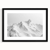 Framed black wall art showcasing a stunning glacier landscape design, complete with a white mat and elegant black frame, perfect for modern home decor.