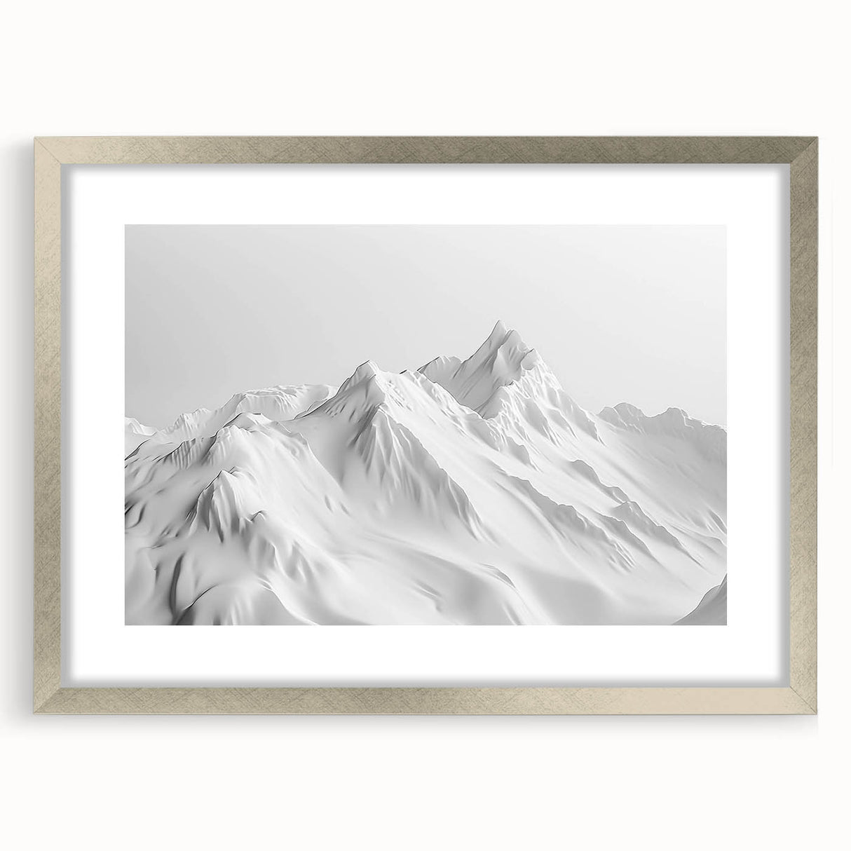 Silver-framed wall art featuring a stunning landscape of a glacier, complete with a mat, perfect for adding elegance to any home decor. Ideal for nature lovers.