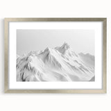 Silver-framed wall art featuring a stunning landscape of a glacier, complete with a mat, perfect for adding elegance to any home decor. Ideal for nature lovers.