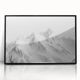 Framed acrylic wall art of a glacier landscape design, showcasing vibrant blues and whites, with a sleek black frame, perfect for modern home décor.