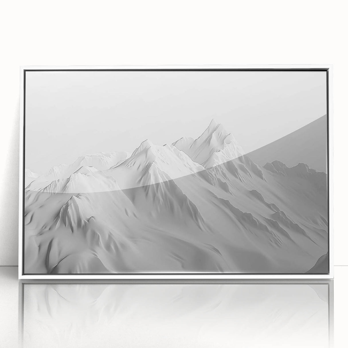 Framed acrylic wall art depicting a stunning glacier landscape with vibrant blue and white tones, showcasing intricate details of ice formations, ideal for modern decor.