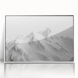 Framed acrylic wall art depicting a stunning glacier landscape with vibrant blue and white tones, showcasing intricate details of ice formations, ideal for modern decor.